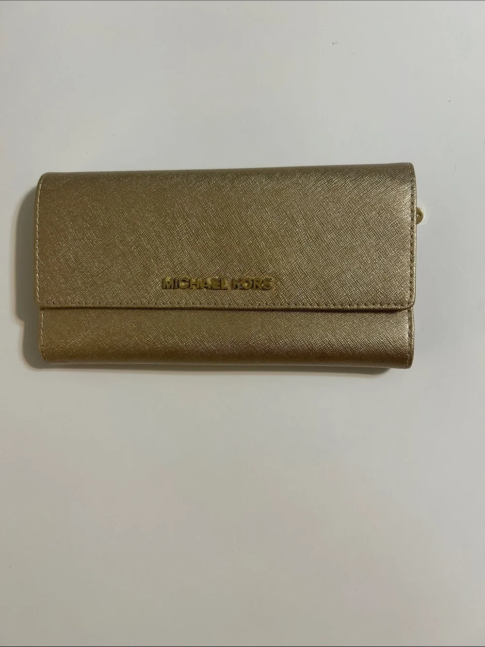 Michael Kors Metallic Gold Saffiano Card Holder Wallet